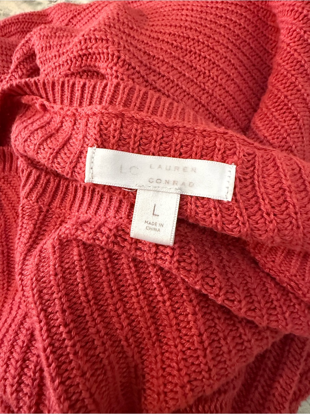 LC Lauren Conrad Coral Ribbed Tie-Sleeve Sweater - Picture 8 of 8